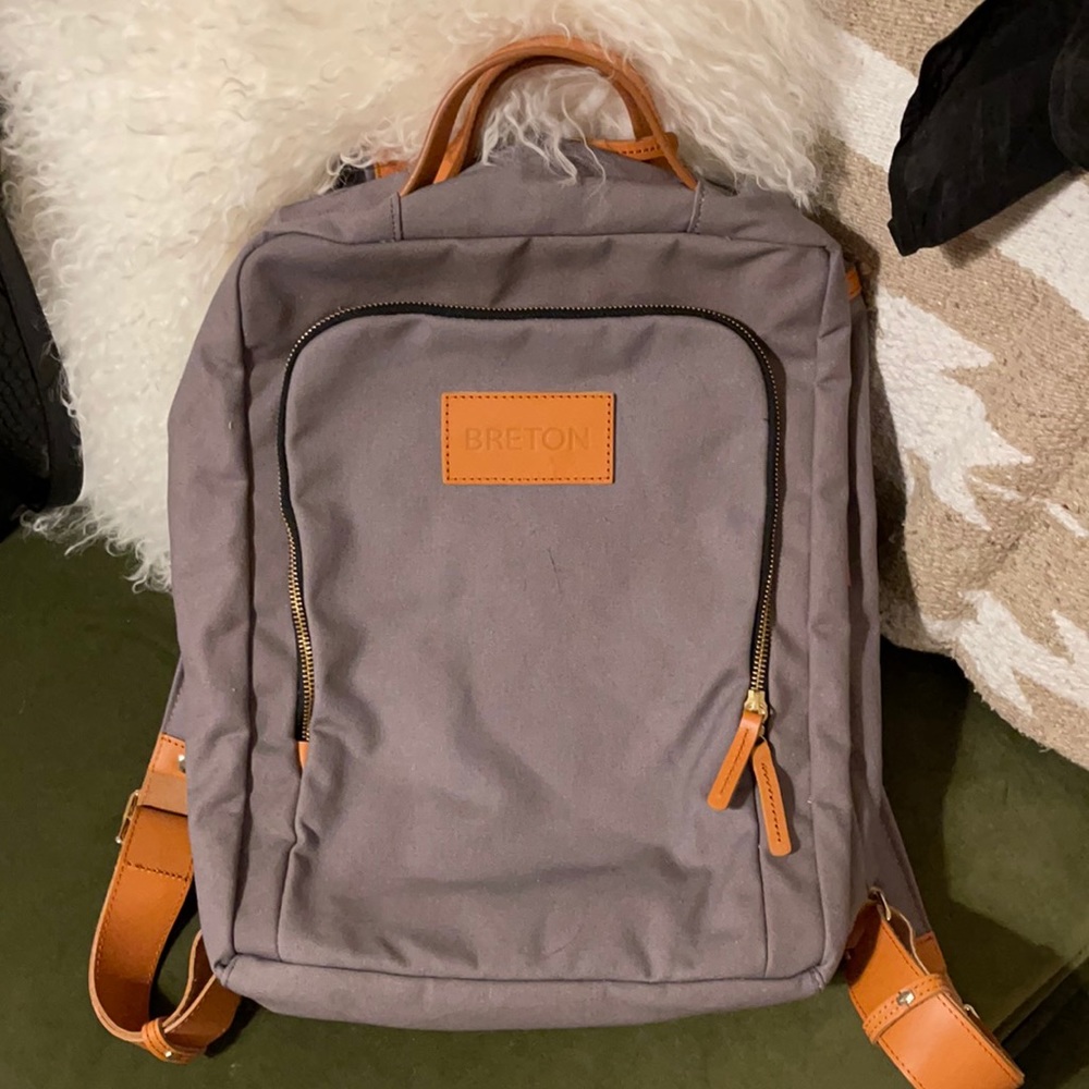 Breton laptop backpack leather handles brand new